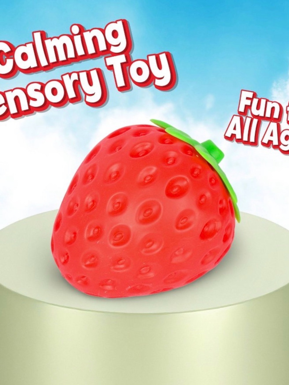 Squeeze Strawberry Squishy Toy by Squeeze - Red with Green Top - Picture 3 of 3